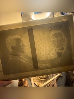 Antique Golden Toned Glass Plate Negative Portrait Photography Mugshot